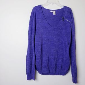 5/$25 DKNY Jeans Violet MetallicTop Sz L